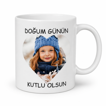 Kişiye Özel Kalp Fotoğraflı Doğum Günü Kupa