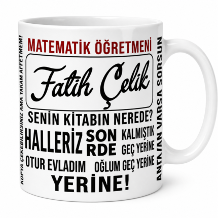Kişiye Özel Matematik Öğretmeni Esprili Kupa Şablonu