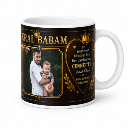 Kral Babam Babalar Günü Fotoğraflı Kupa